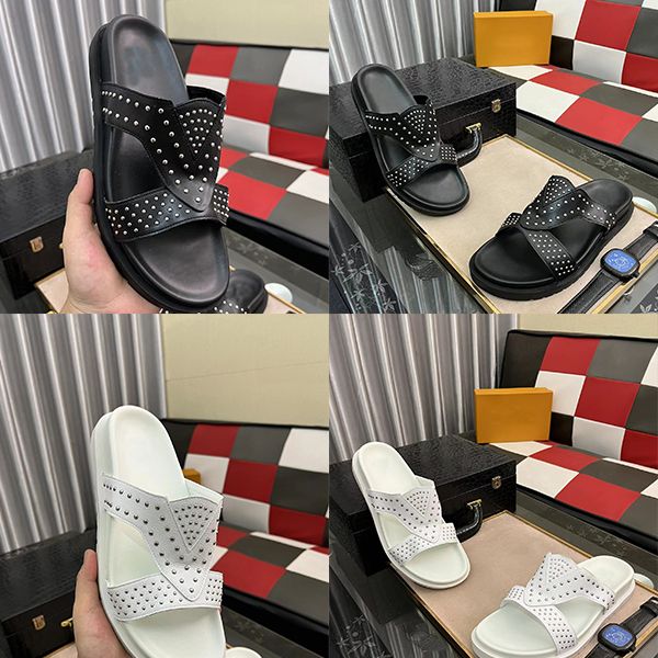 

designer shoes summer leather slippers for men's indoor home furnishing home beef sinew soft soles home non slip thick soles summer coo, Black
