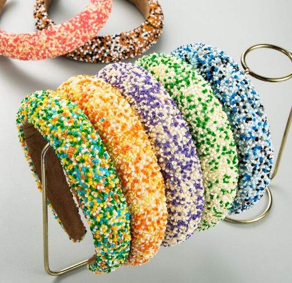

women headband wide edge headbands fabric sponge colorful sequin hairbands hair accessories trend party headwear accessories, Black;brown