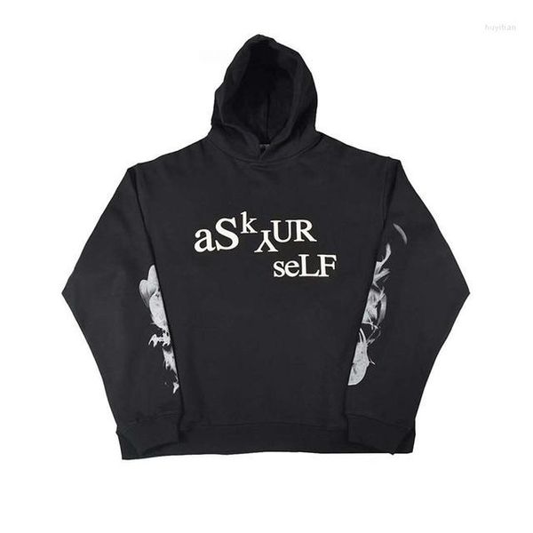 

men's hoodies askyurself autumn winter and women's washed old print 1 1 casual black hoodie
