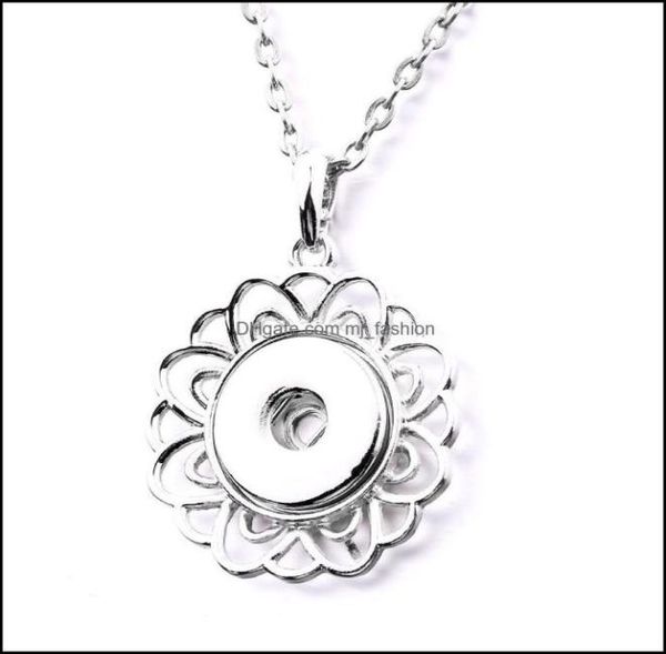 

pendant necklaces pendants jewelry simple styles snap button necklace 18mm ginger snaps buttons hollow out charms drq2791655, Silver