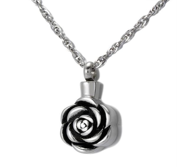 

cremation jewelry rose urn necklace for ashes keepsake memorial pendant locket stainless steel waterproof remembrance necklace24783622362, Silver