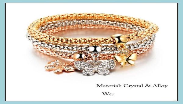 

charm bracelets jewelry 13style elastic crystal bracelet set heart key lock crown tree of life skl elephant owl bangle for women m9327567, Golden;silver
