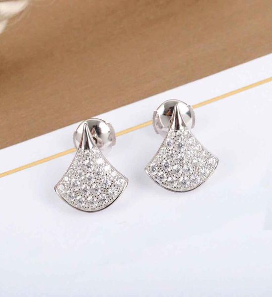

s925 silver fan shape with diamond for women wedding jewelry gift ps87087891281
