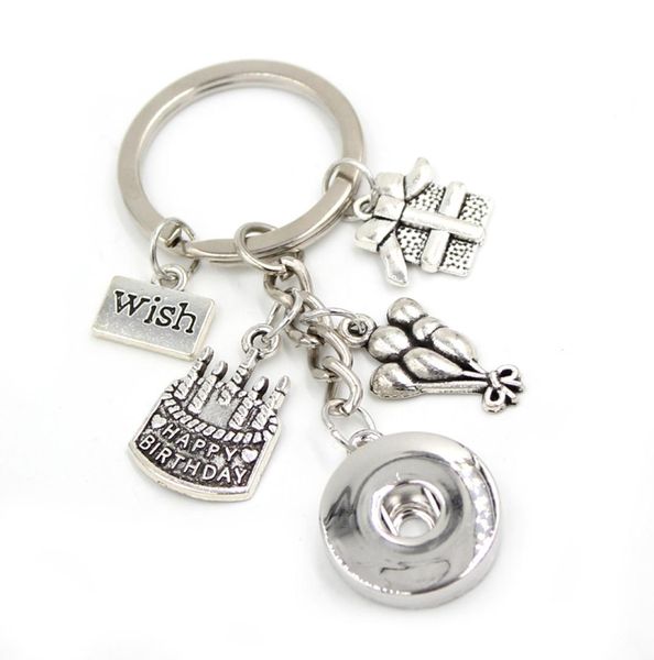 

new arrival 18mm snap jewelry birthday key chain handbag charm balloon happy birthday gift snap keychain key ring gifts for men wo5003826, Slivery;golden