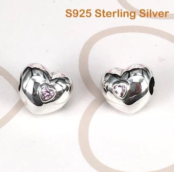 

genuine s925 sterling silver clip steady heart charm fit p bracelets&necklace for women jewelry7285092, Black