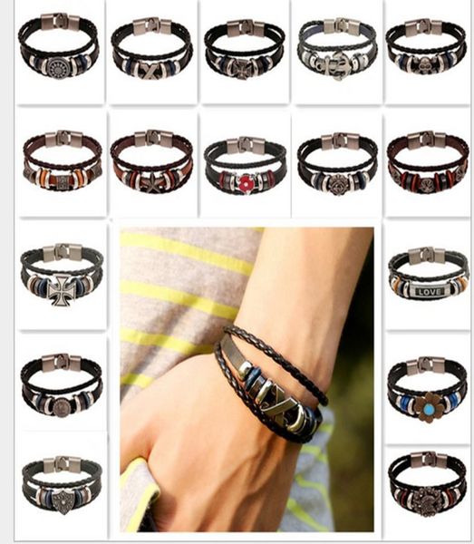 

2016 bracelets mix 16 style lots fashion jewelry whole leather infinity charm bracelet vintage accessories lover gifts5301684, Golden;silver