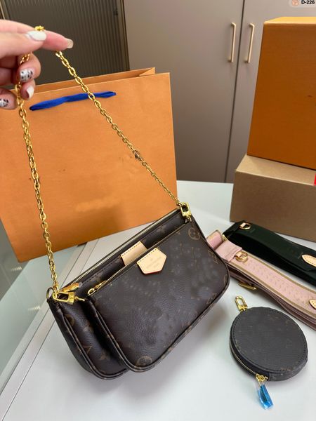 

women bags handbag multi pochette shoulder messenger cross body bag original box date code purse clutch serial number 3pcs