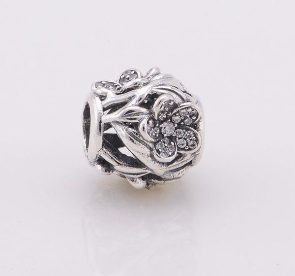 

100 925 sterling silver openwork floral bead with paveset cubic zirconia fits european jewelry charm bracelets6742931, Black