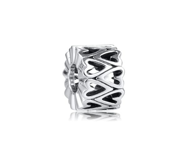 

silver openwork and heart spacer charm sterling-silver-jewelry beads fits bracelets diy woman fashion charms7372456, Black