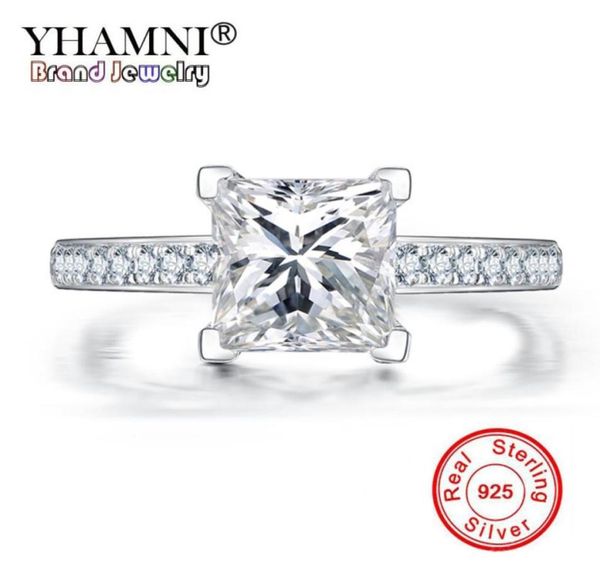 

yhamni luxury princess solid 925 sterling silver rings wedding engagement acessories cubic zirconia diamond jewelry ring for women3862089, Slivery;golden