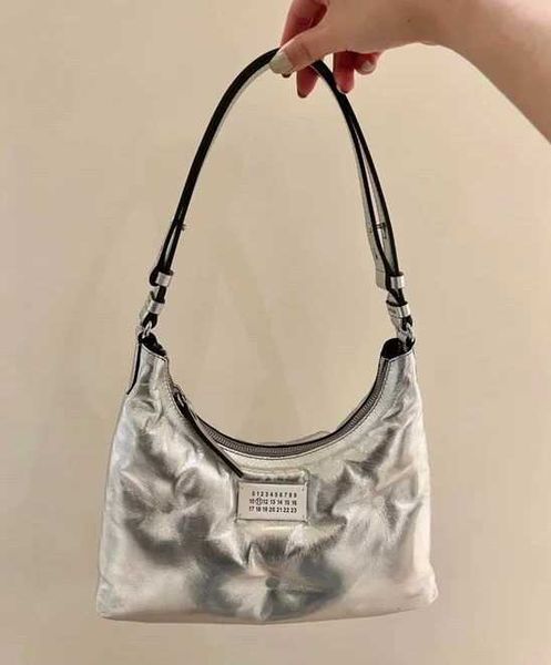 

margiela mm6 magilla hobo sponge cloud bag single shoulder bag underarm bag sheepskin silver handbag crescent bag women's bag