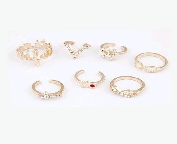 

wedding rings sets 1 set 7 pcs knuckle midi finger tip stacking rhinestone beautifully rings rhinestone knuckle midi rings8091714, Silver