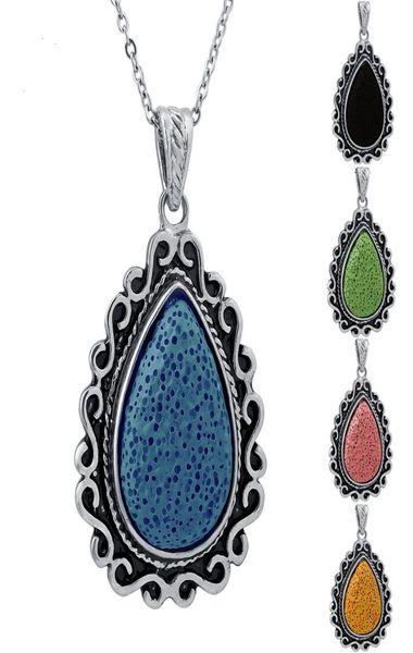 

volcanic stone diffusion pendant clay drop shape necklace volcanic stone fragrance essential oil diffusion necklace9239526, Silver