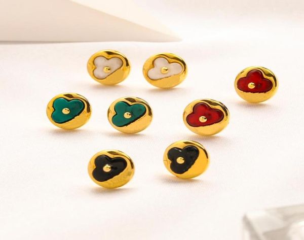 

luxury 18k gold plated earrings charm multicolor women039s flower earring fashion designer brand earrings red white jewelry ac6616146, Golden