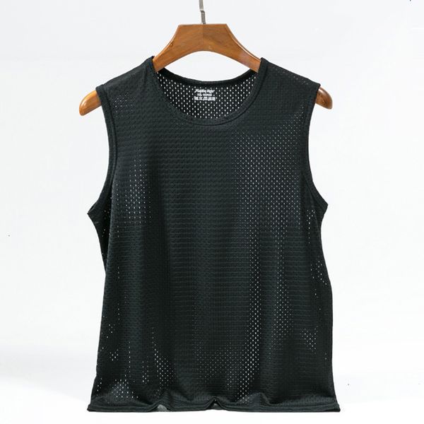 

mens tank mesh vest ice silk quickdrying bodybuilding fitness muscle sleeveless narrow casual sport 230713, White;black