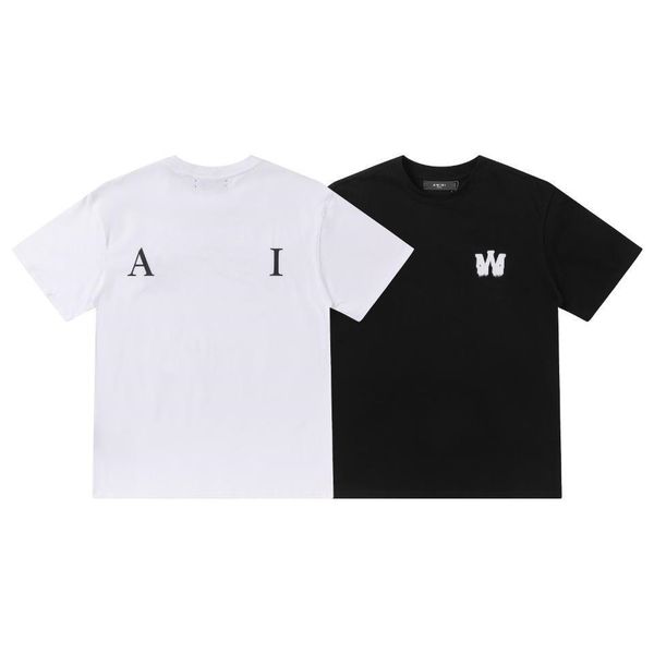 

men's t shirts printed loose round neck short sleeve t-shirt fashion brand high street short logo short sleeved t-shirt for male and fe, White;black