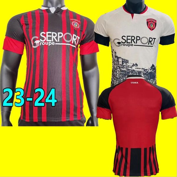

23 24 usma alger union soccer jerseys 2023 2024 home away algeria club football shirt 23 24 usm alger-union men uniform player version star, Black;yellow