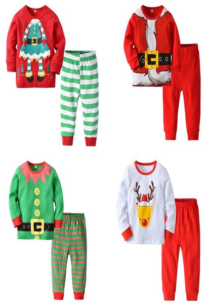 

baby christmas home clothes elk santas buddy bear xmas dress uniform printed long sleeve boy girl clothing sets pajama outfit5007174, White