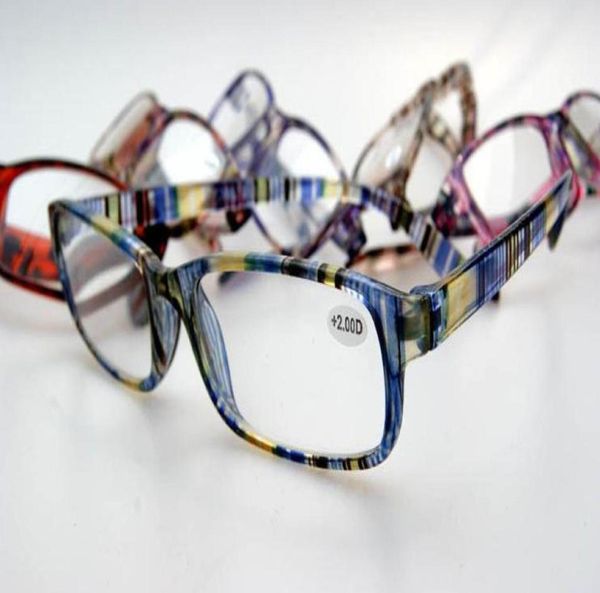 

15pcslot colorful plastic reading glasses many colors lenses power from 100 to 400 accept mixed order2671758