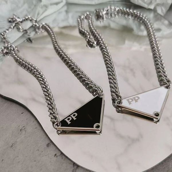 

silver designer color mens necklace women triangle letters love trendy punk men enamel cool street womens pendants necklaces ladies chains l