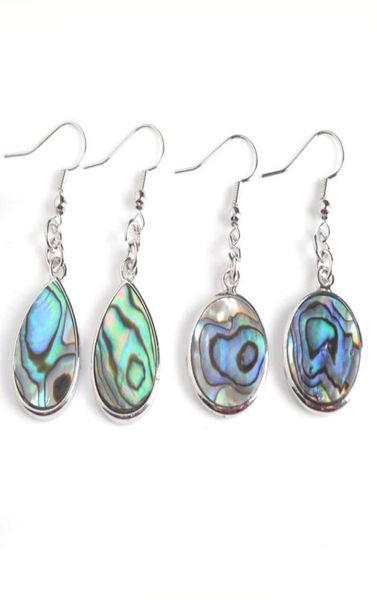 

wojiaer natural abalone shell pearl dangle hook earrings paua oblong oval round square colorful beads drop earring jewelry bv9002382447, Silver