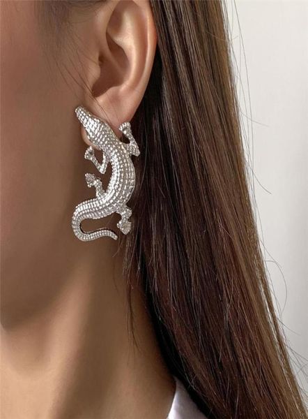 

stud cosysail punk exaggeration crocodile earrings for female y2k 2021 trendy alloy ear party jewelry gift4940373, Golden;silver