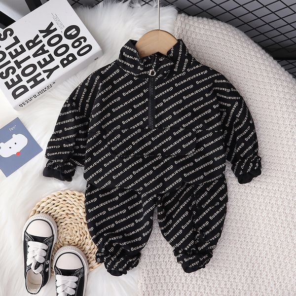 

autumn children spring cotton clothes baby boys girls coat pants 2pcs/sets infant kids fashion toddler tracksuits set, White