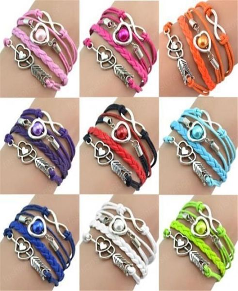 

new infinity charm bracelets heart cupid arrow diy leather multilayer artificial pearl bracelet bangles fashion women girl wrap be3594374, Golden;silver