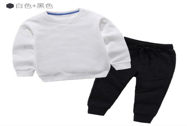 

classic designer boy girl long sleeve hoodies pants sport suit kids fashion children039s 2pcs cotton clothing sets7411309, White