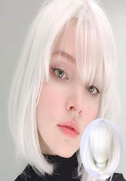 

synthetic wig pink blue purple blonde white human hair wigs honey brown weave ombre braiding wig female short bob halloween christ9125471, Black