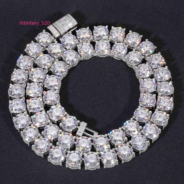 

pendant necklaces 2023 new design iced out bracket 10mm 925 sterling silver vvs moissanite diamond baguette buckle tennis chain necklace