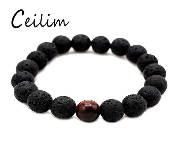 

design black lava stone jewelry lava rock beads charms stretch energy yoga gift romantic couple lover bracelet5306658