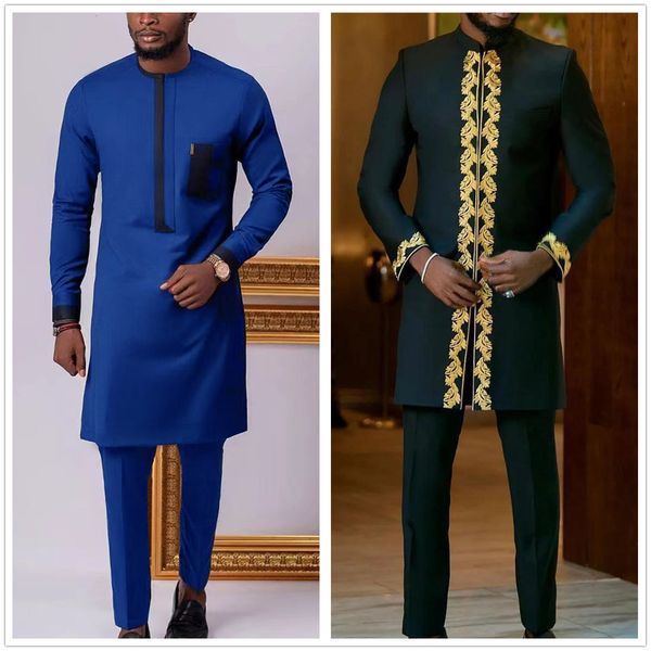 

men's tracksuits kaftan man outfits set pants long sleeve t shirt trouser 2pcs male suits cothing traditional casual ethnic style weddi, Gray