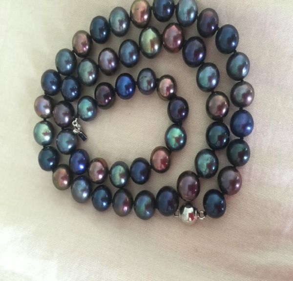 

fine pearls jewelry stunning910mm tahitian multicolor black green red pearl necklace 19inch4501450, Silver