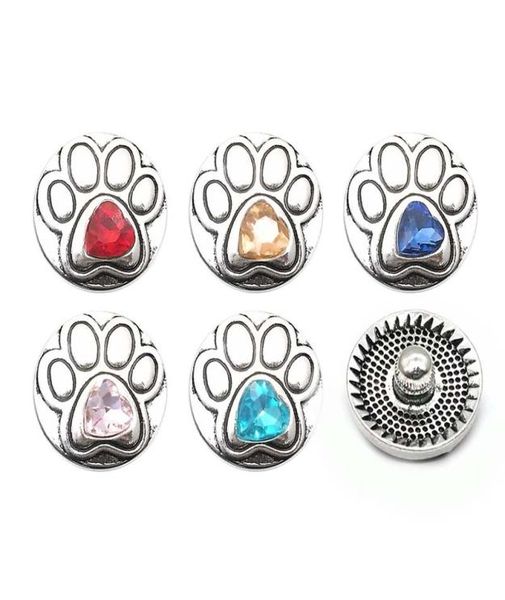 

024 dog 18mm 20mm rhinestone metal button for snap button bracelet necklace jewelry for women silver jewelry3109911