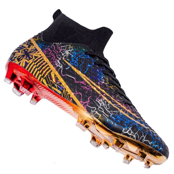 

dress shoes trend colorful football shoes for men high ankle women professional soccer boots long spikes ag/hg/fg soccer shoes 230714, Black