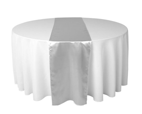 

30 x 275 cm sliver satin table runner for wedding reception or shower party xams decorations7273758
