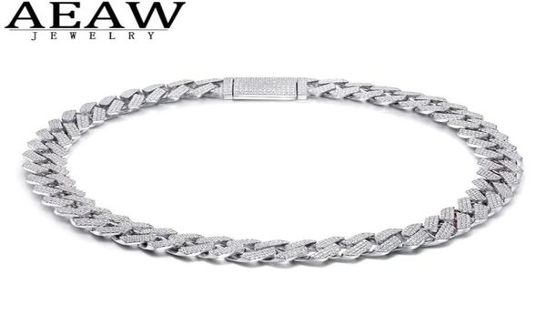 

aeaw 18 inch 925 sterling silver setting iced out moissanite diamond hip hop cuban link chain miami necklace jewelry for mens x0501386179