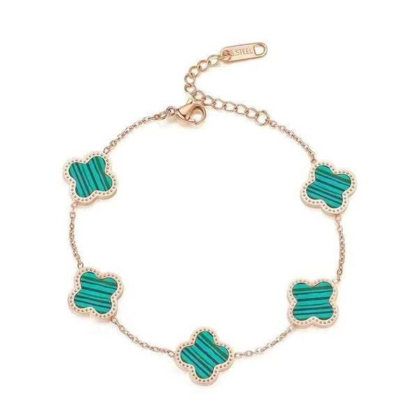 

clover bracelet without fading new gold titanium steel four-leaf clover lucky grass double-sided bracelet necklace ins2023, Golden;silver