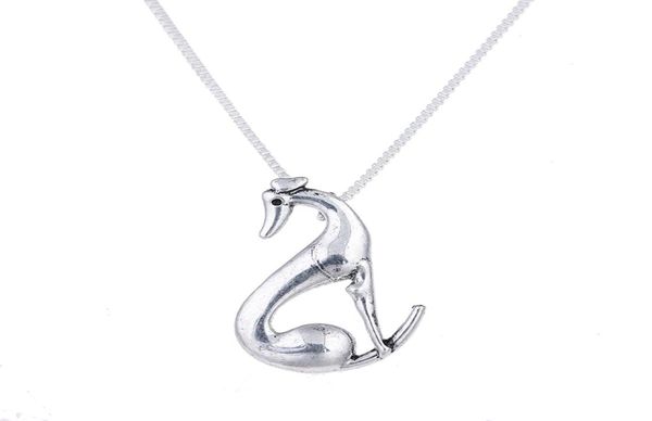 

sitting greyhound necklace dog pendant whippet italian sight hound galgo necklaces pendants choker christmas halloween gift7316753, Silver
