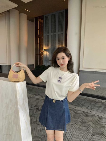 

women designer t-shirt purple diamond logo decoration tees short sleeve size s-l girl t shirt july10, White