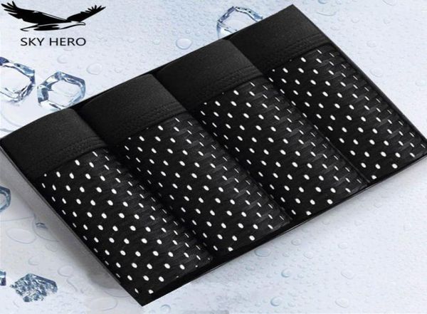 

4pcslot mesh boxer shorts men underwear boxers homme transparent mens underpants bamboo fiber panties ice silk size l7xl8804179, Black;white