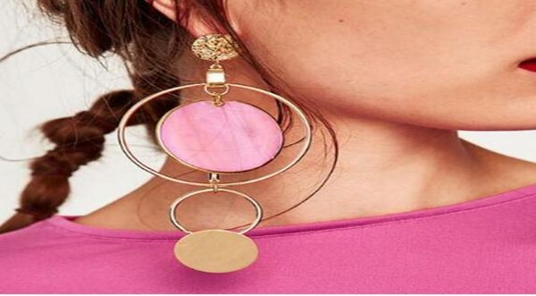 

korean style asymmetric earrings gold color big hollow round circle long drop earrings for women fashion ear jewelry gift9202512, Silver