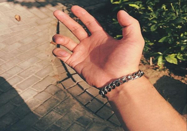 

2020 stainless steel men retro bracelet gifts mens chain curb cuban link accessories black rock charm hand chain bracelets male9895930, Golden;silver