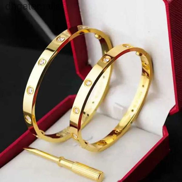 

love screw bracelet fashion designer cuff luxury trendy bangle 18k gold plated titanium steel diamond for women men nail bracelets silver cl, Black