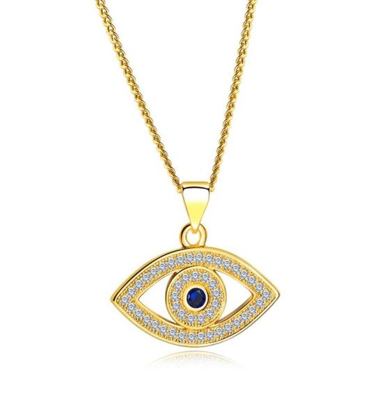 

evil eye pendant chain inlaid tiny zircon 18kyellow gold filled fashion womens pendant necklace charm gift8048692, Silver