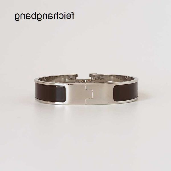 

classic h bracelet silver bangle for men enamel bracelets and women cuff 12mm wide with gift bag 6uca, Black