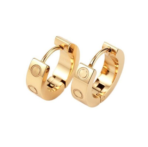 

hoop earrings gold diamond stud earrings titanium steel screw love earings for women exquisite simple fashion 18k goldplated circ8199060, Golden;silver