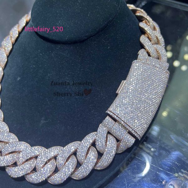 

pendant necklaces zuanfa jewelry hip hop iced out miami cuban link 25mm thick solid 925 silver vvs moissanite cuban chain