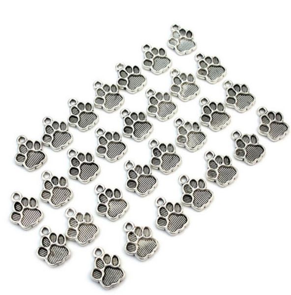 

100pcs alloy dog paw print footprint charms antique silver charms pendant for necklace jewelry making findings 25x12mm2854727, Bronze;silver